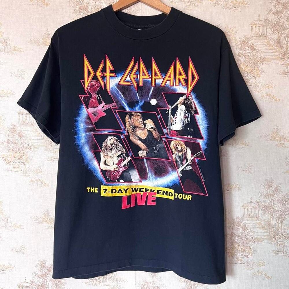 Vintage 90s 1993 Def Leppard 7-Day Weekend Tour T-Shirt | Giant Tag | M/L